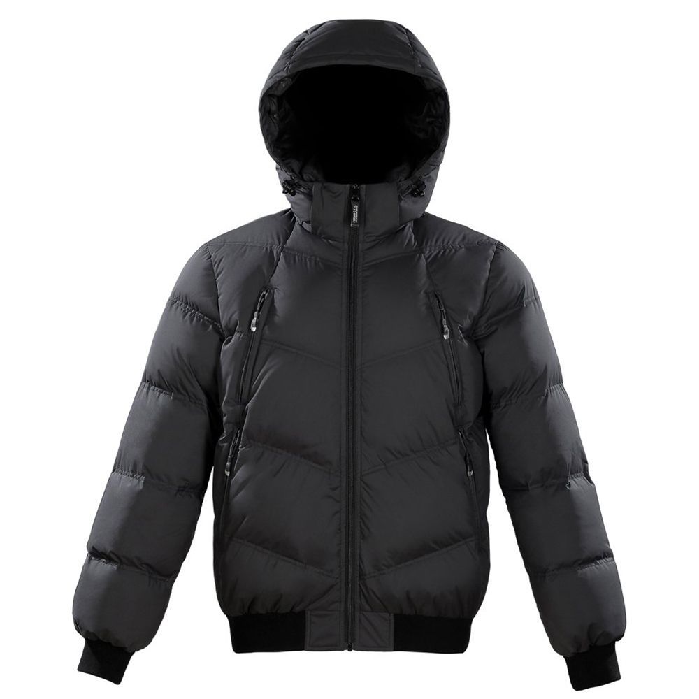 Qiangjinjiu Mens Winter Solid Coat Thicken Cotton Coat Puffer Jacket with Hood
