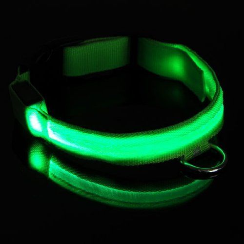 Safety Collar for Dogs, Flashing LED Lights up the Collar, See Where Your Dog Is in the Dark! Luminous Flashing Safety Dog Collar Keeps Your Dog Visible At Night 4-way LED Glow Bright Safety Dog Collars (green)