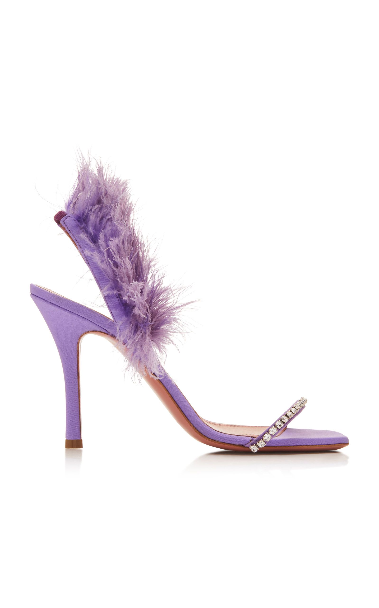 Adwoa Feather and Crystal-Embellished Satin Sandals