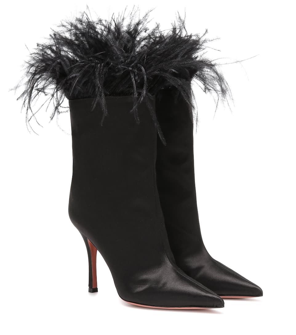 Nakia Feather-Trimmed Ankle Boots