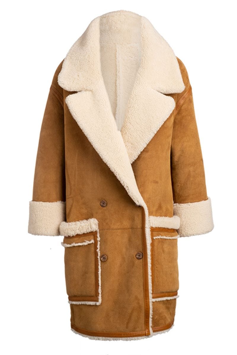 The                         Amo                         Reversible                         Shearling                         Coat                         In                         Camel