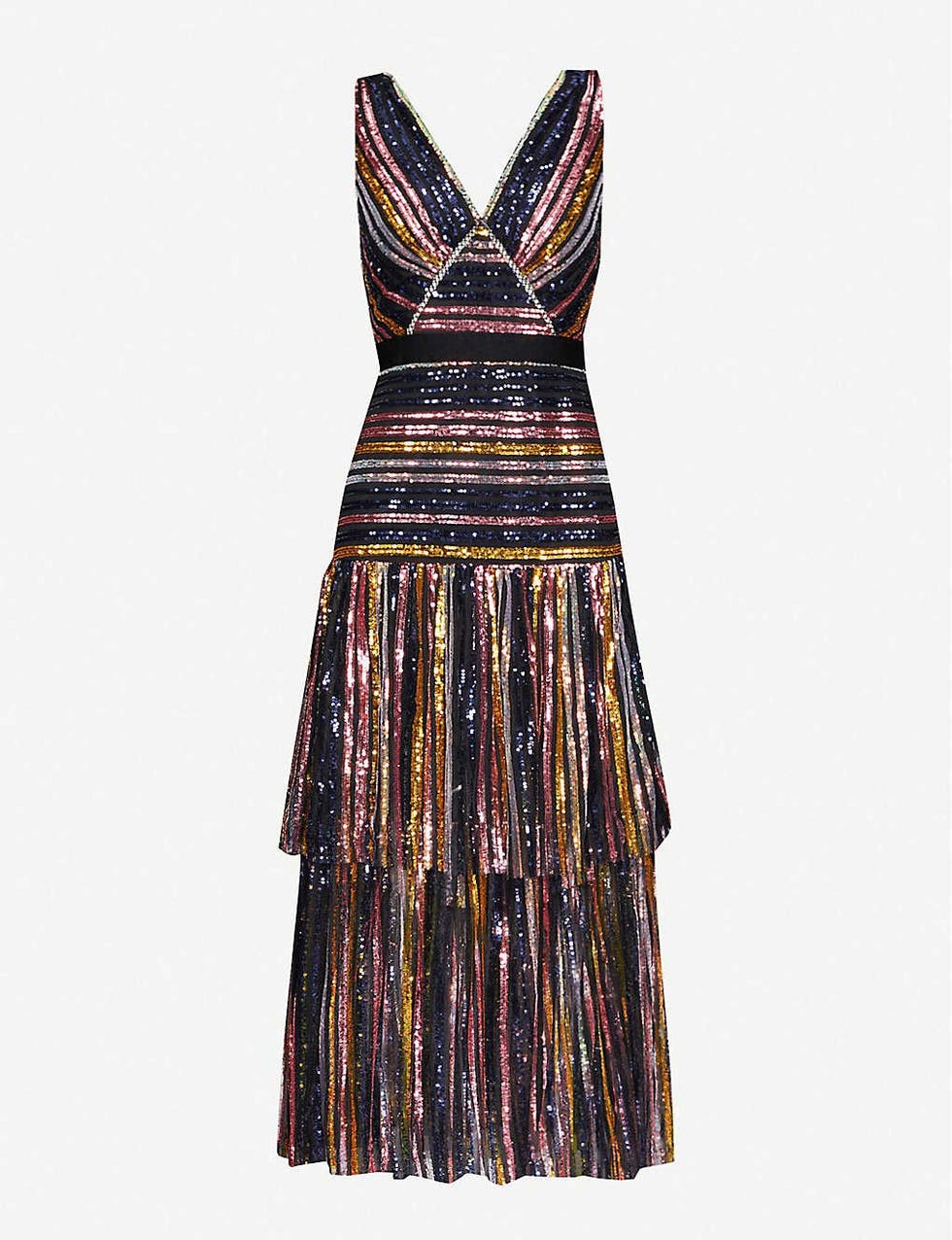 Stripe Sequin Midi Dress