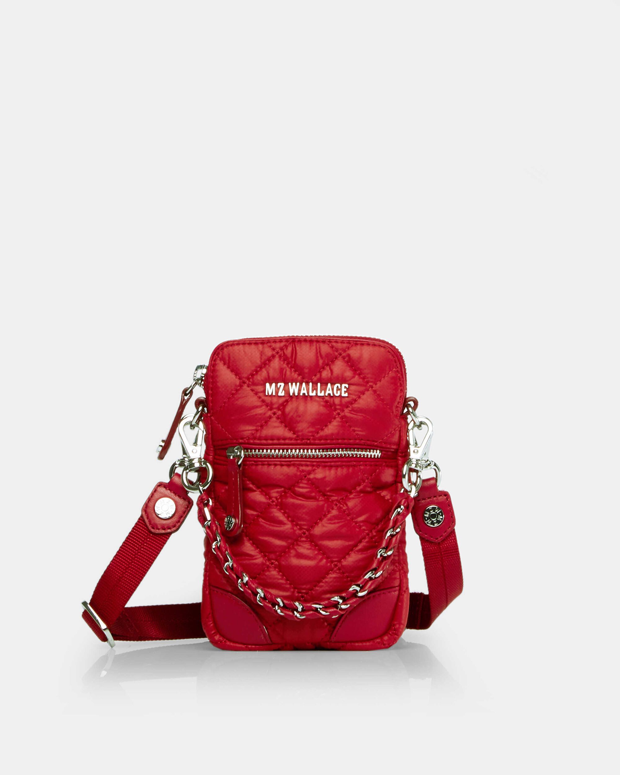 sporty mature red leather bag