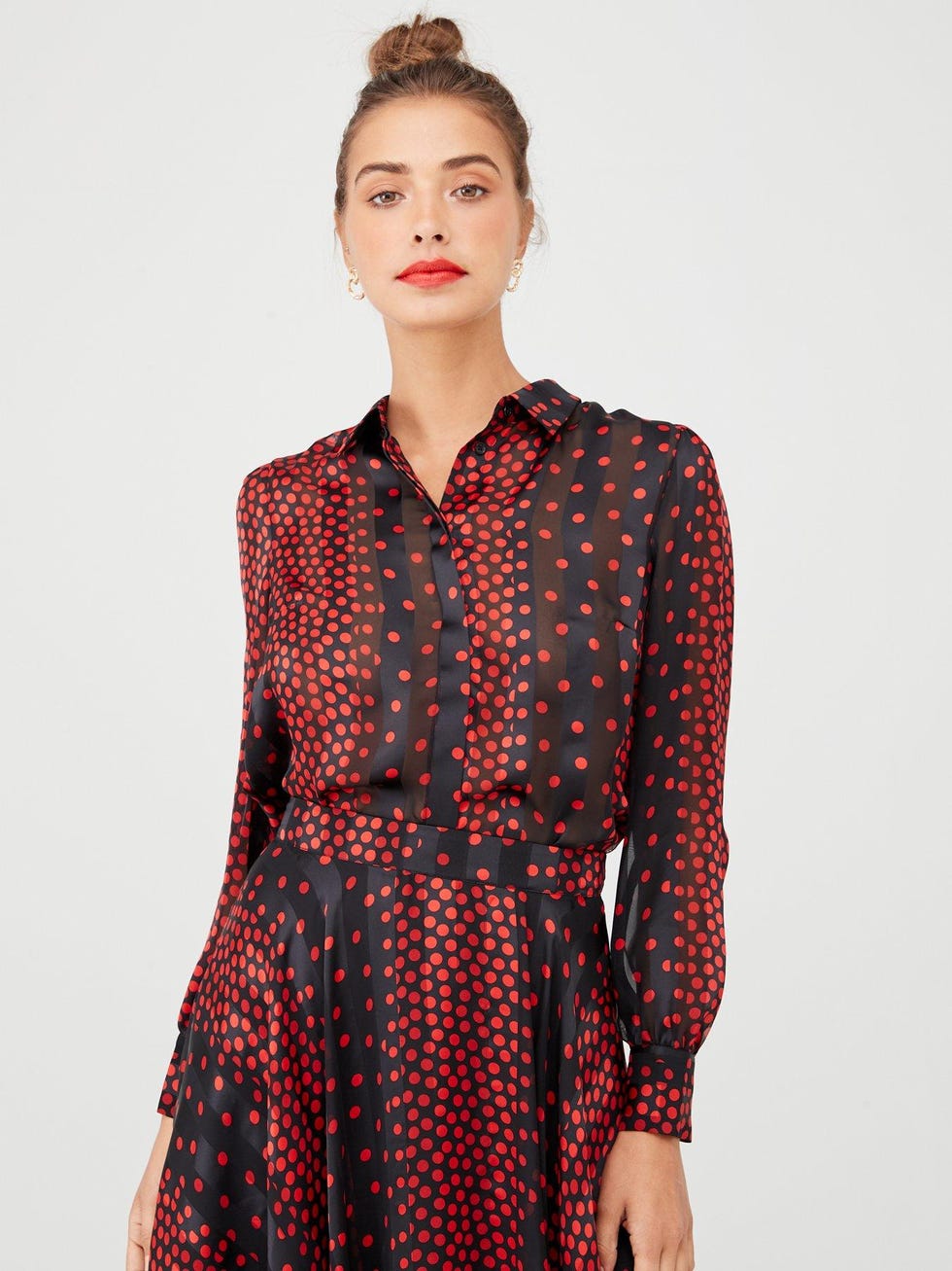 Satin Burnout Stripe Blouse 
