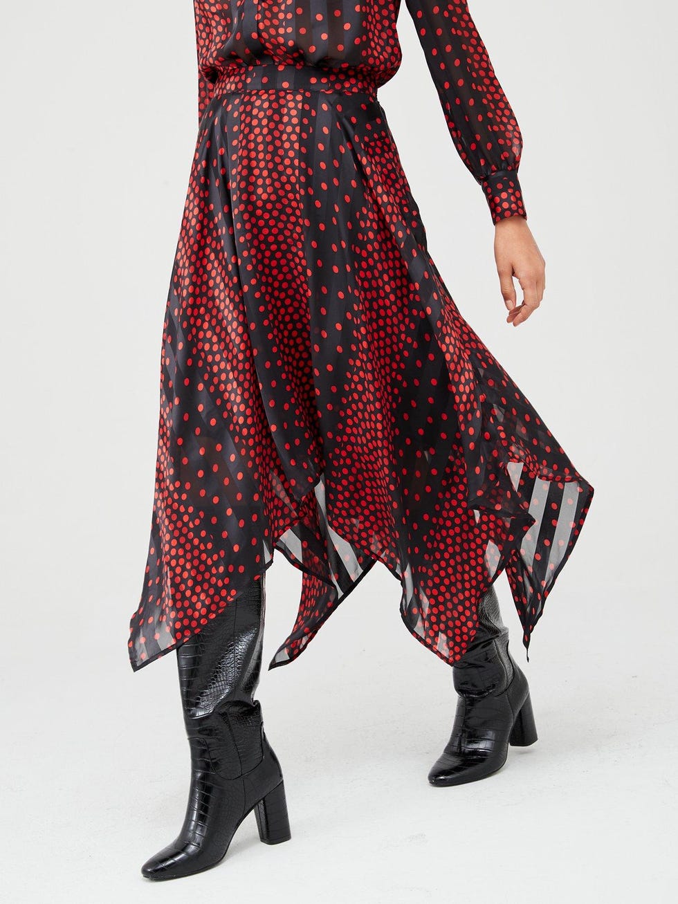 Burnout Stripe Asymmetric Skirt 
