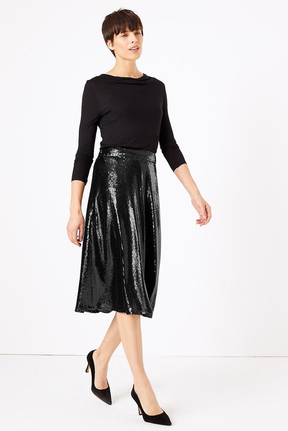 M&S Collection Sequin Slip Midi Skirt 