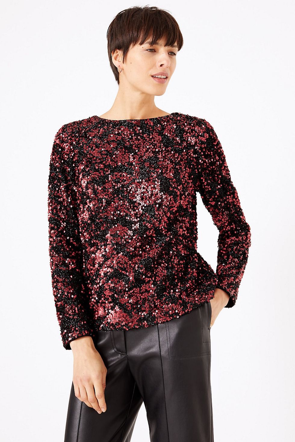M&S Collection Sequin Long Sleeve Top