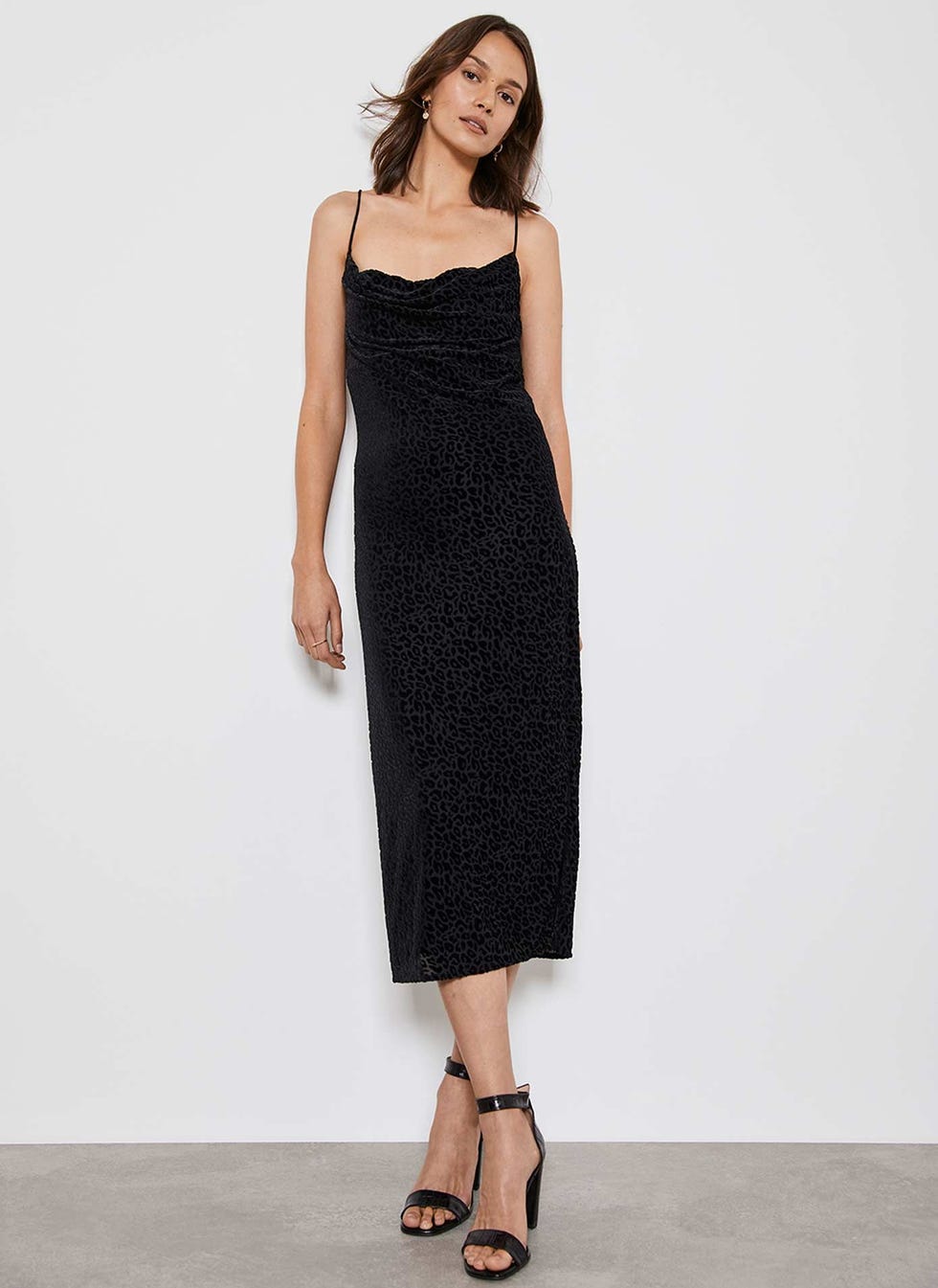 Black Leopard Slip Midi Dress, £109