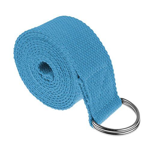 fitnessXzone Yoga Straps Entry Level Beginners Durable Cotton Stretching Holding Poses Blue