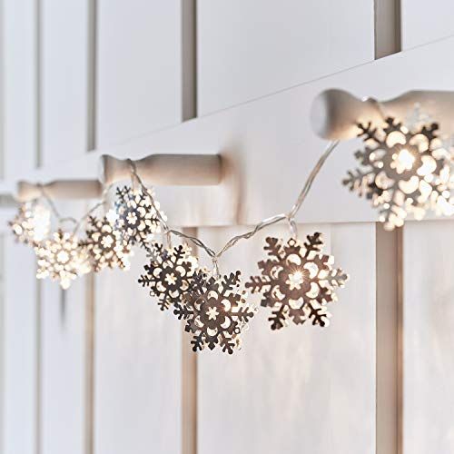 10 Silver Snowflake Christmas String Lights