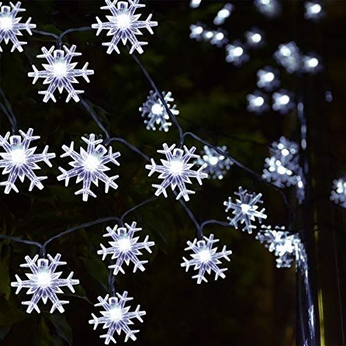 50 LED Cold White Snowflake Lights