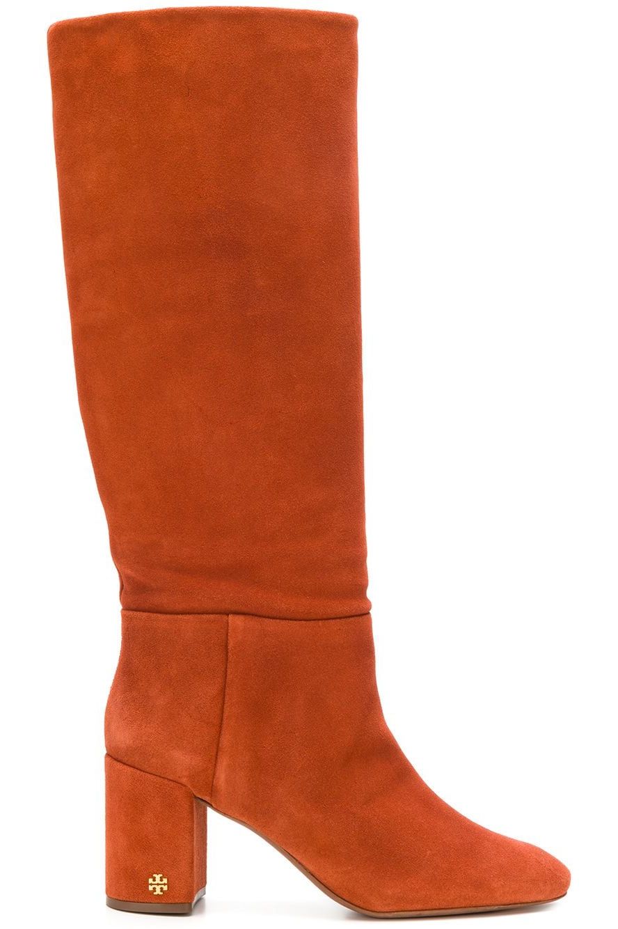 Orange Suede Knee-High Boots
