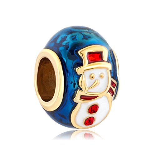 LuckyClover, charm per braccialetti Pandora con ciondolo a forma di pupazzo di neve per Natale