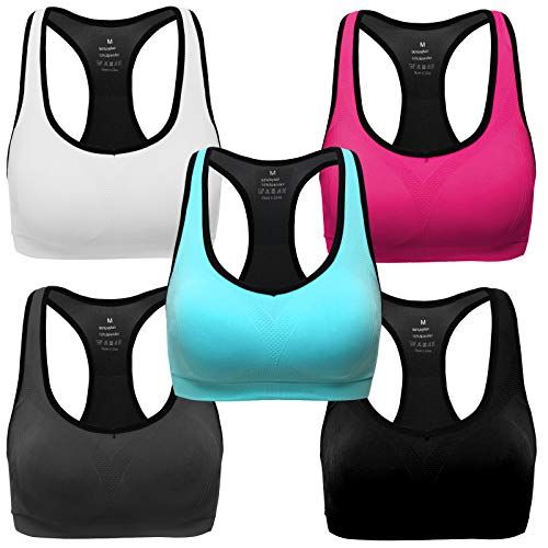 Oalka Women's Racerback Sports Fitness Support Workout Running Bras Black  X-Small at  Women's Clothing store