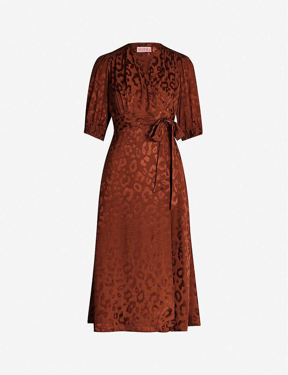 KITRI Ayesha Leopard Print Crepe Midi Dress