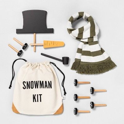 Build Your Own Snowman Making Kit for Kids with Bag, Hat, Scarf, Nose