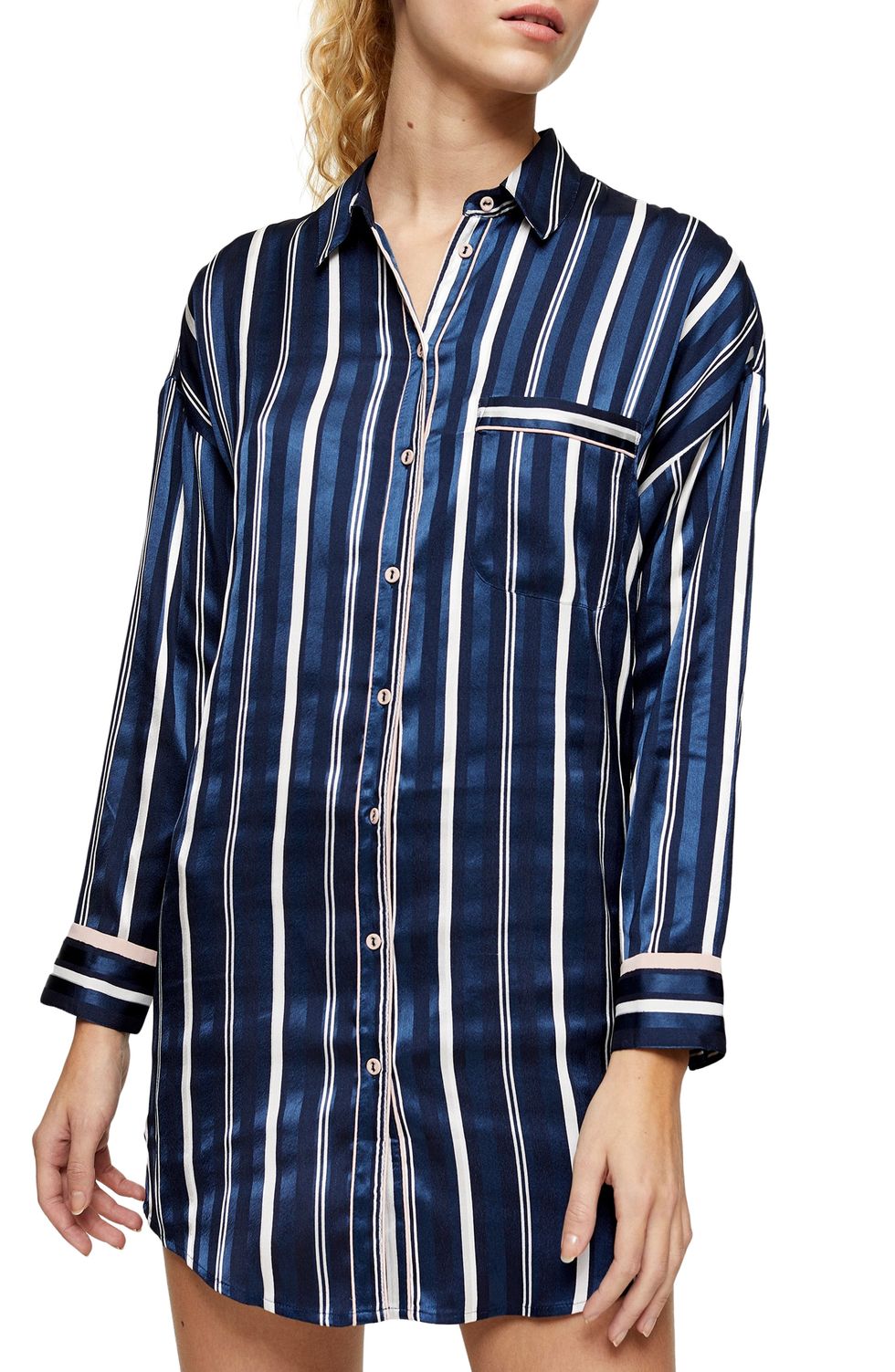 Stripe Satin Pajama Shirt