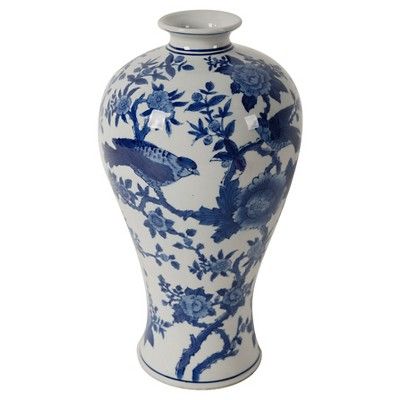 Blue and White Bird Vase