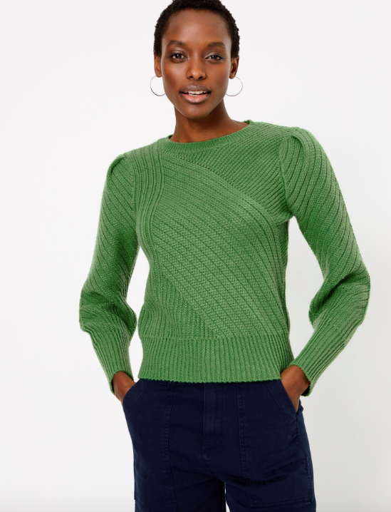 Ribbed Blouson Sleeve Jumper