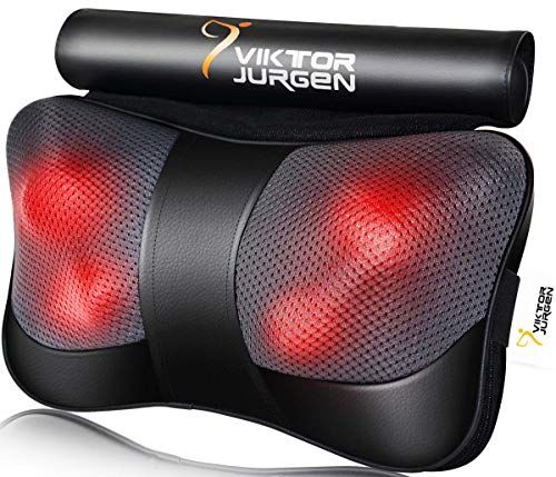 VIKTOR JURGEN Neck Massage Pillow Shiatsu Deep Kneading Shoulder Back and Foot Massager with Heat-Relaxation Gifts for Women/Men/Dad/Mom-FDA Approved