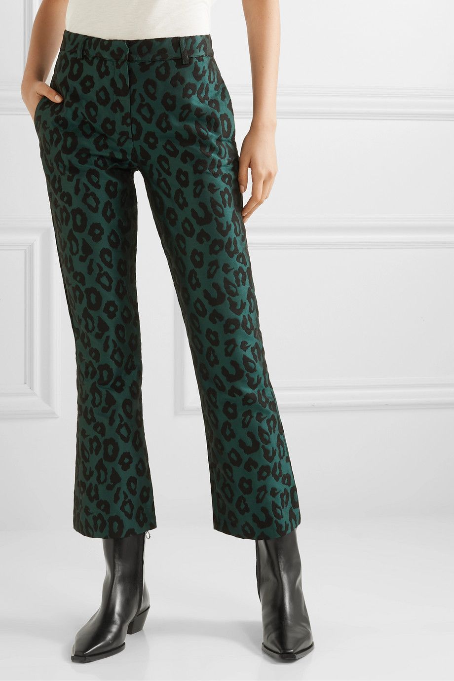 Cindy Leopard-Jacquard Pants