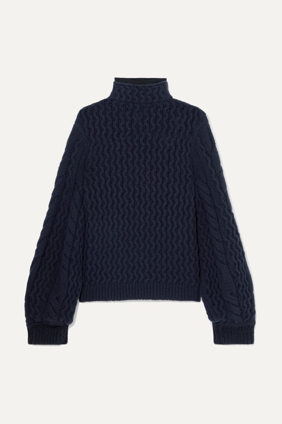 Cable-knit turtleneck sweater