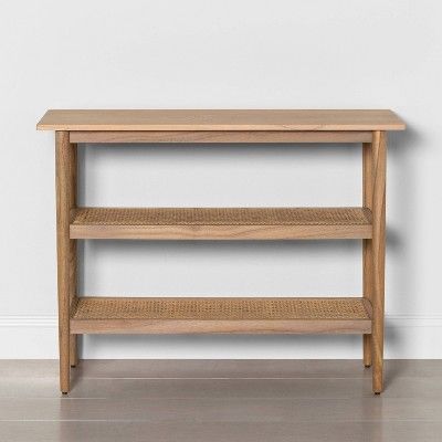 Wood Console Table with Caning 