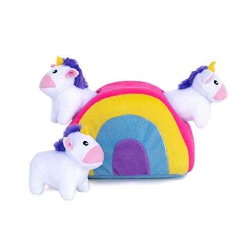ZippyPaws Interactive Squeaky Hide and Seek Unicorn Plush Dog Toy