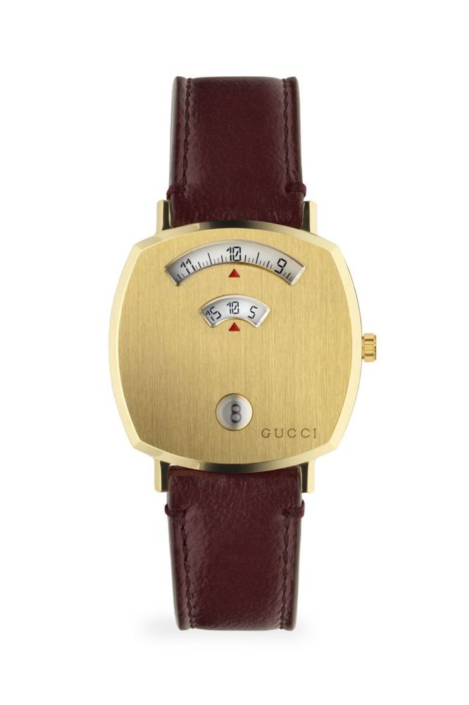 Grip Yellow Gold PVD & Bordeaux Leather Strap Watch