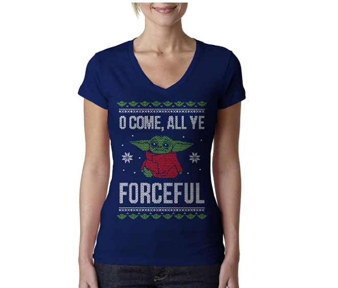 O Come All Ye Forceful Baby Yoda V-Neck