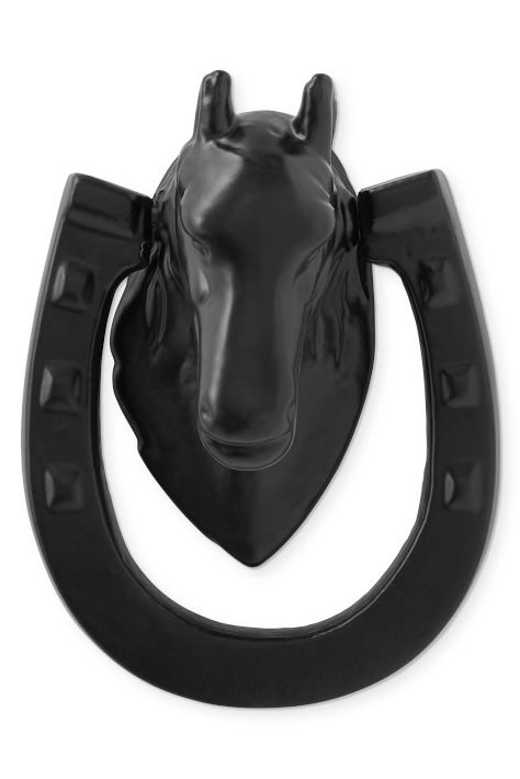 Black Iron Horse Shoe Ring Door Knocker