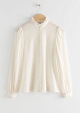 Ruffle Collar Silk Shirt