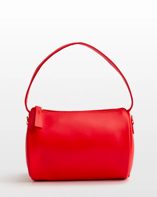 sporty mature red leather bag