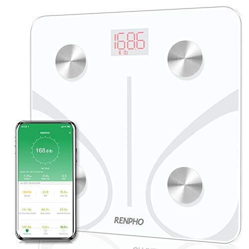 RENPHO Bluetooth Body Fat Scale Smart BMI Scale Digital Bathroom Wireless Weight Scale, Body Weight Scale with Smartphone App 396 lbs Digital Weight Scale, White