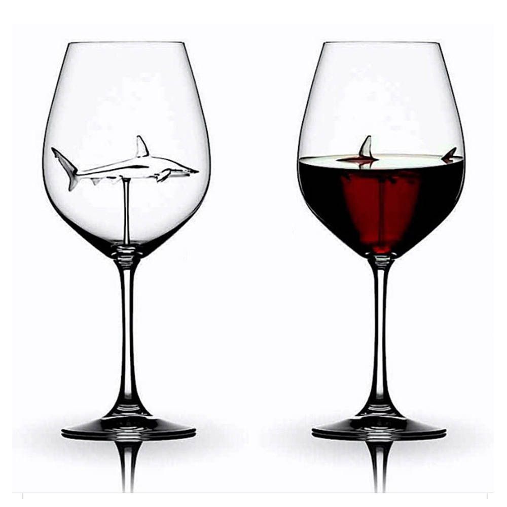 3D Shark Wine Glass