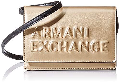 ARMANI EXCHANGE Embossed Logo Crossbody Bag - Borse a tracolla Donna, Oro (Gold)