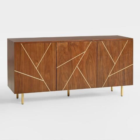 Wood and Metal Inlay Dustin Cabinet