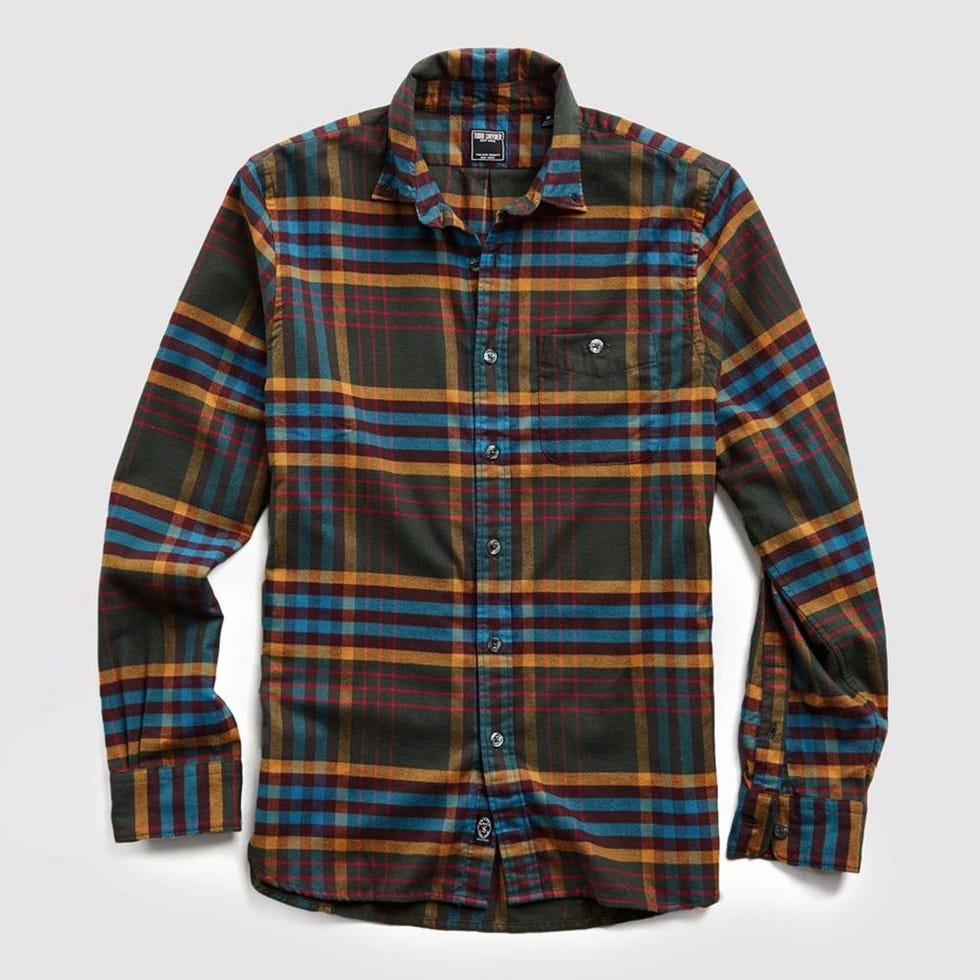 Todd Snyder Yellow Blue Two-Pocket Flannel Shirt