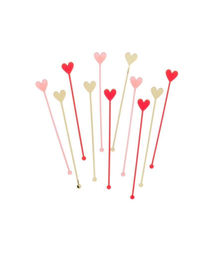 Pink Heart Swizzle Sticks