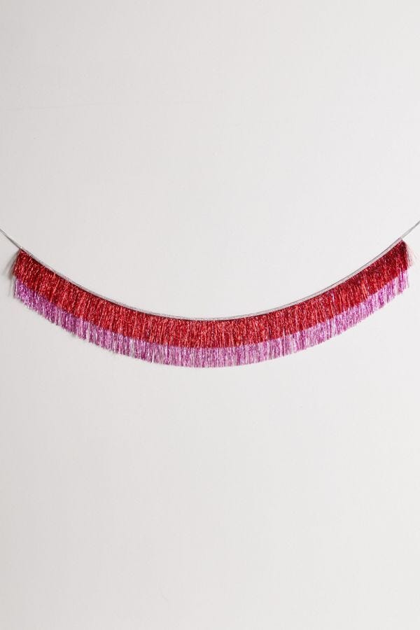 Red And Pink Tinsel Fringe Garland