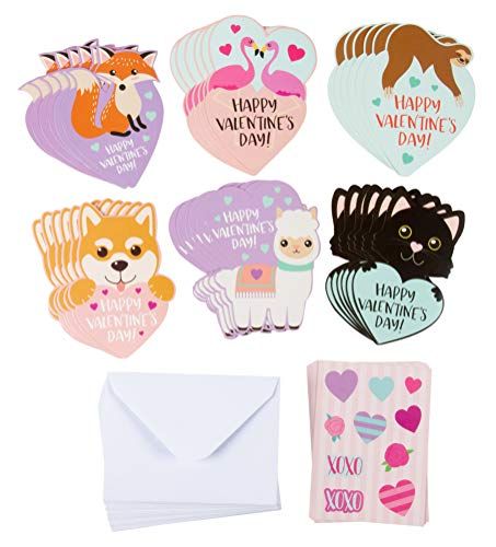 16 Valentine Exchage Cards Animal Wacky Glasses