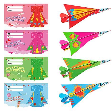 30 Sets Valentines Day Cards for Child Kids Valentines Exchange Gift Cards Party Favors 6 Designs for Boys Girls School Classroom Supplies Planes Valentine's Greeting Cards with Pull Back Planes Toy 