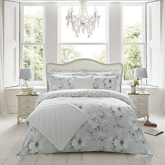 Holly Willoughby Lorenza Duck Egg 100% Cotton Reversible Duvet Cover and Pillowcase Set