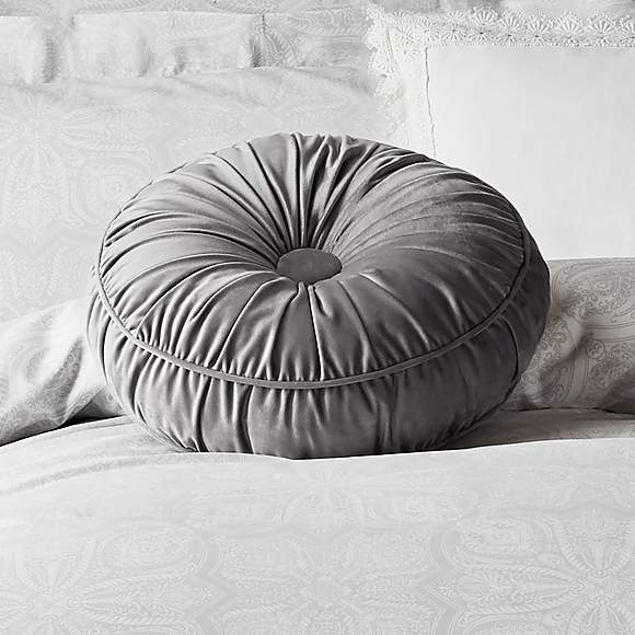 Holly Willoughby Lexi Grey Velvet Round Cushion