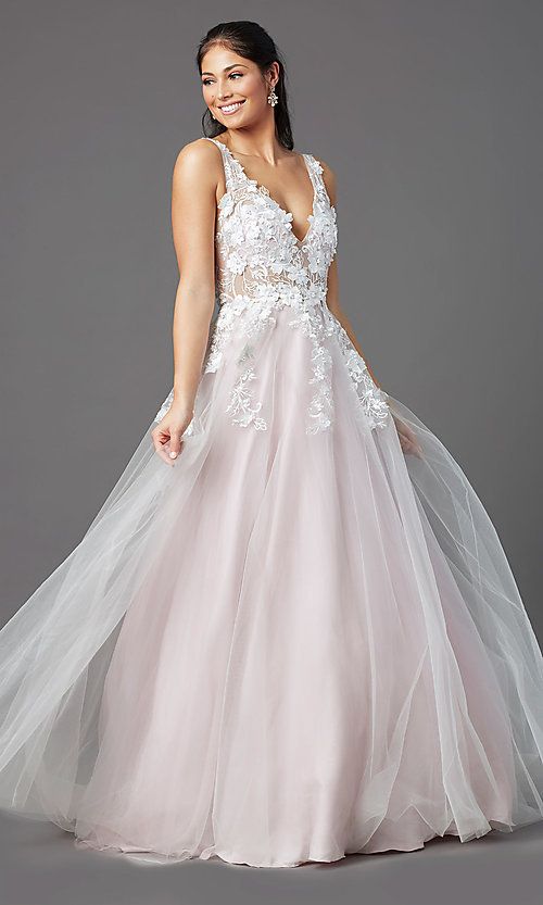 Ball-Gown-Style Long Prom Dress with Embroidery