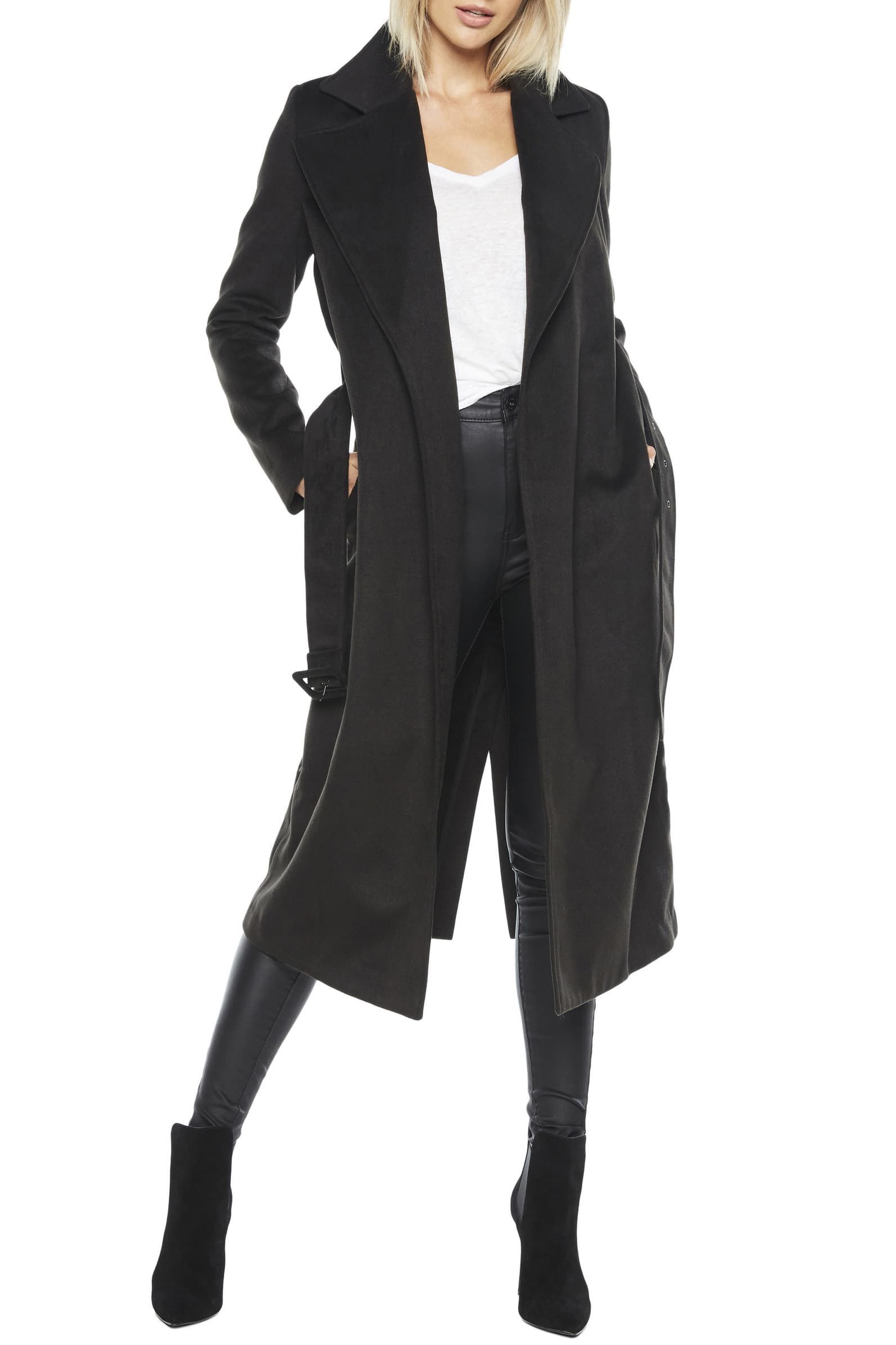 Belted Faux Suede Long Trench Coat