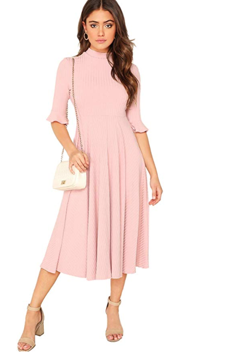Ribbed Knit Bell Sleeve Dress