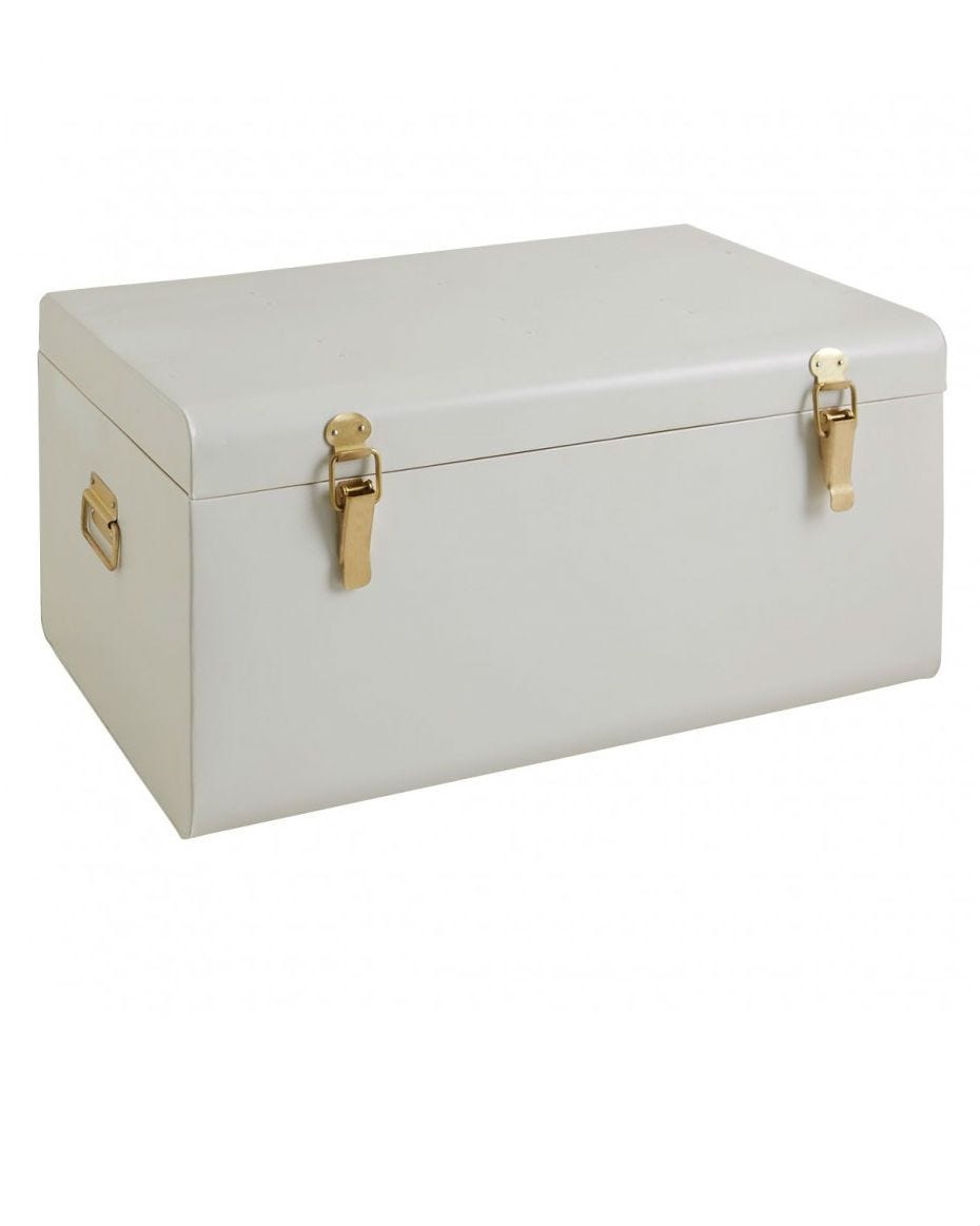 Oversized metal storage trunk with orange Interior