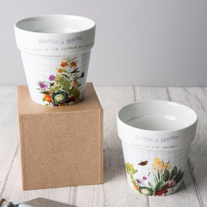 Personalised RHS Set Of Two Ceramic Planters