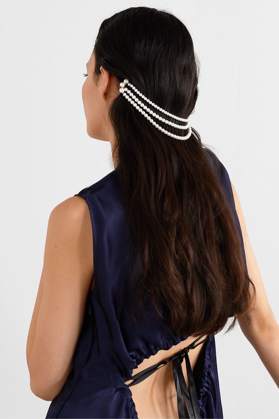 Moliabal Milano Barrette Hair Accessory White BowPearl Accents Moliabal Milano Barrette Hair Accessory White BowPearl Accents